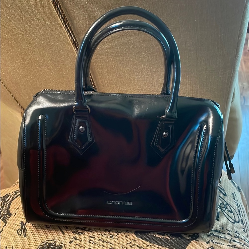 Cromia Black Patent Leather Handbag
